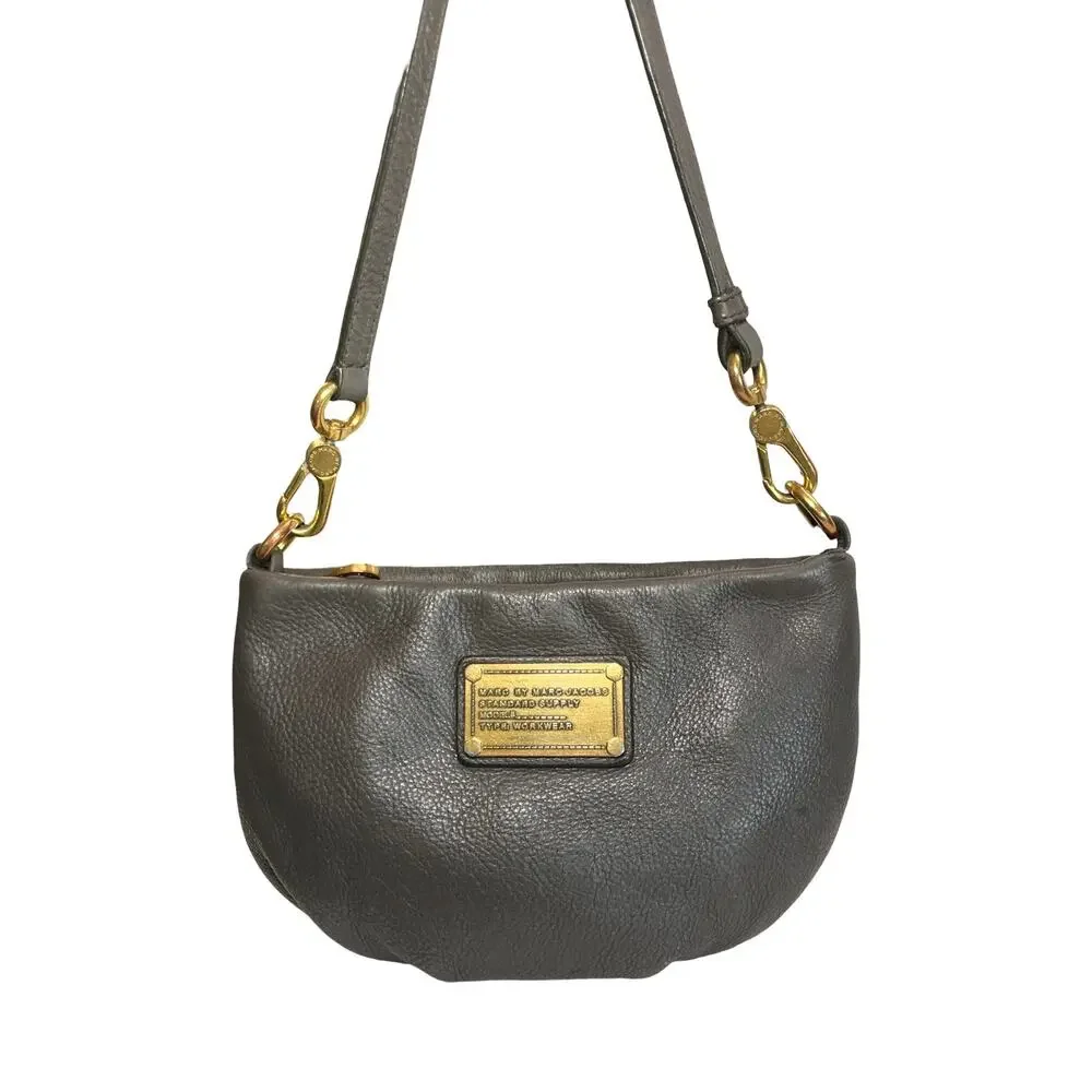 Marc by Marc Jacobs Classic Q Percy Crossbody Gray Pebbled Leather Bag